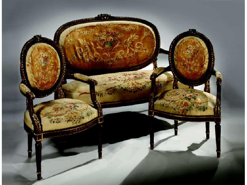 Appraisal: LOUIS XVI STYLE TH CENTURY GILTWOOD PARLOR SET Three pieces