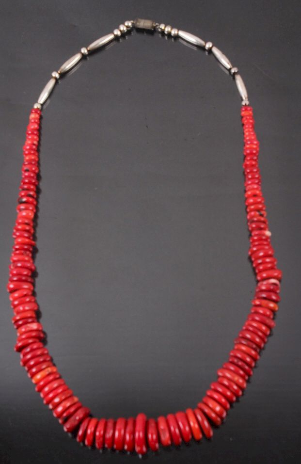 Appraisal: Navajo Coral Discoidal Necklace Featured in this lot we have