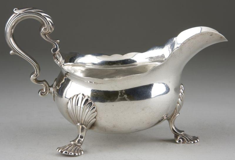 Appraisal: George II Sterling Silver Sauceboat with London hallmarks and FW