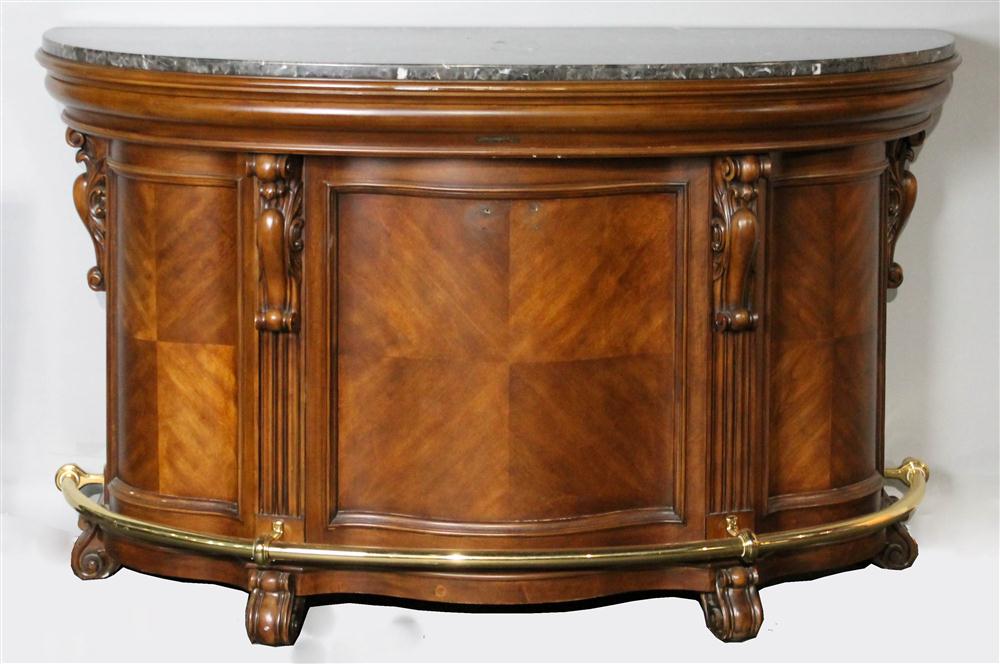 Appraisal: PULASKI FURNITURE CO GRAND EDWARDIAN STYLE CARVED DEMILUNE BAR having