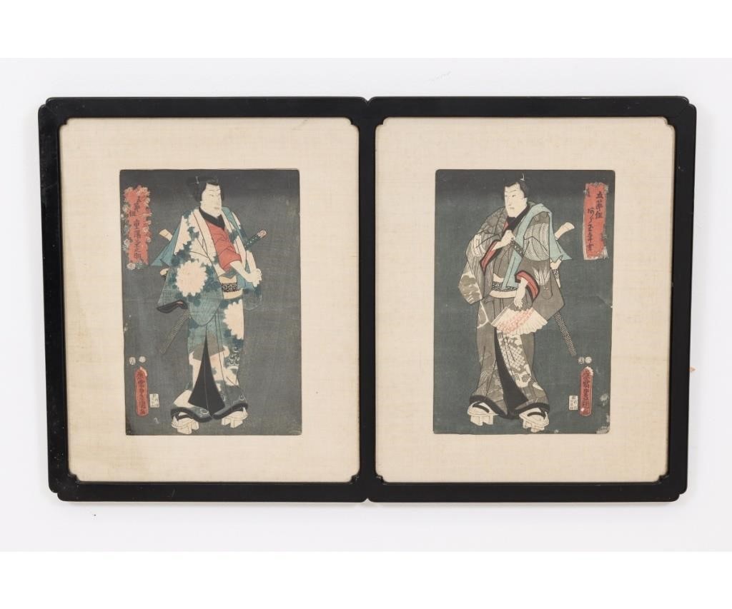 Appraisal: Japanese framed and matted diptych both signed wood block prints