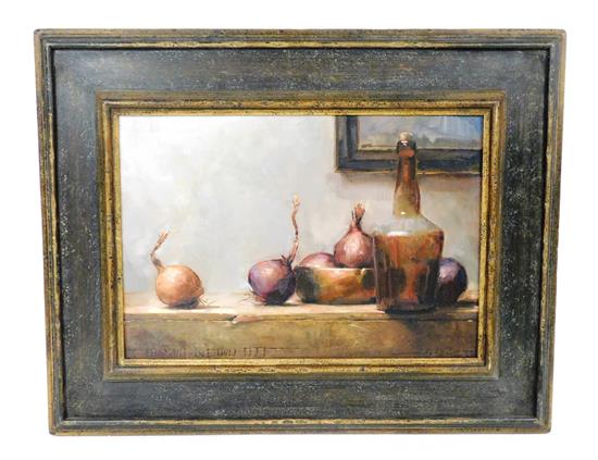 Appraisal: Leo Mancini- Hresko American b Still Life with Onions oil