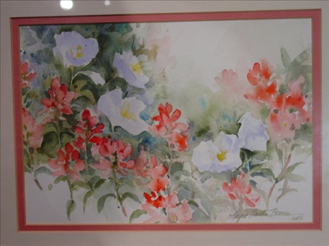 Appraisal: TWO MODERN FLORAL WATERCOLORS AND ONE PRINT