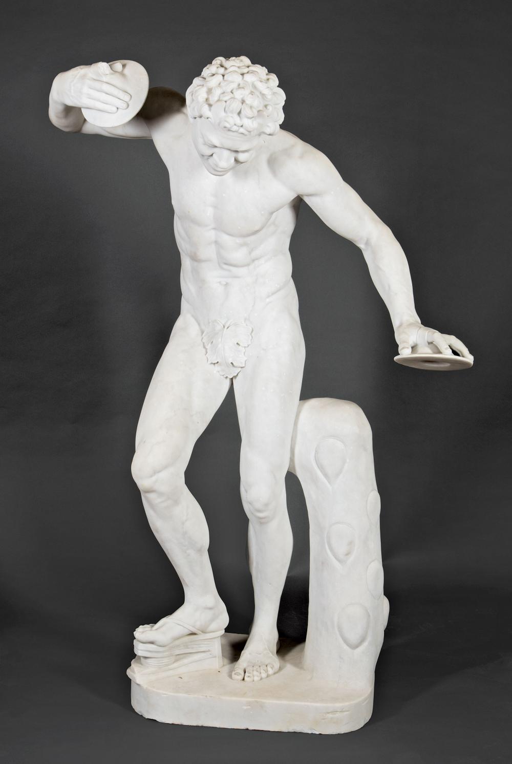 Appraisal: Continental School th c Dancing Faun marble after the antique