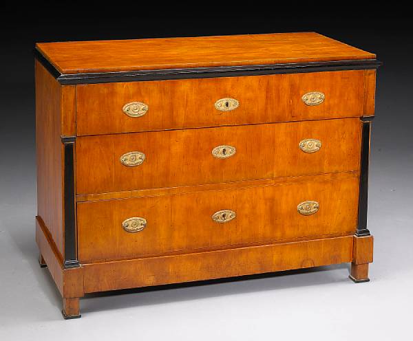 Appraisal: A Biedermeier parcel ebonized cherrywood chest of drawers second quarter