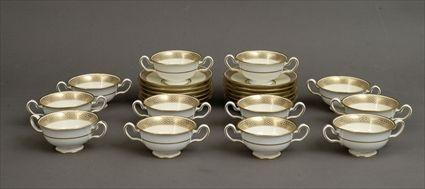 Appraisal: Spode Copeland Gilt and Yellow-Banded Porcelain Bouillon Cups and Saucers