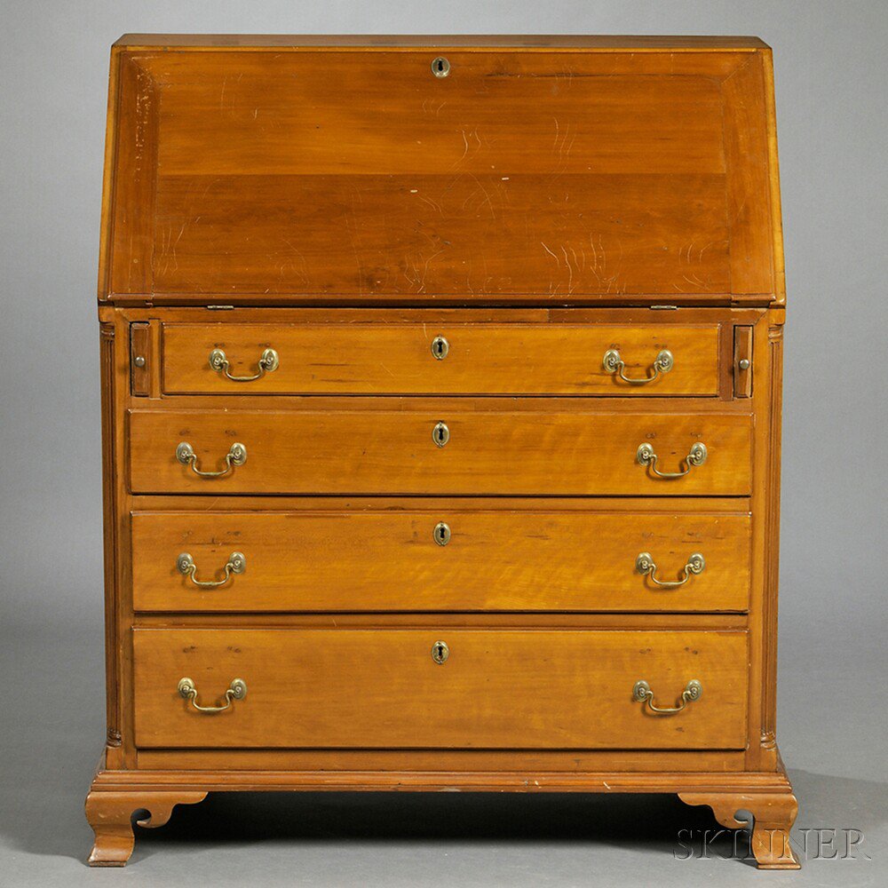 Appraisal: Chippendale Carved Cherry Slant-lid Desk probably New England second half