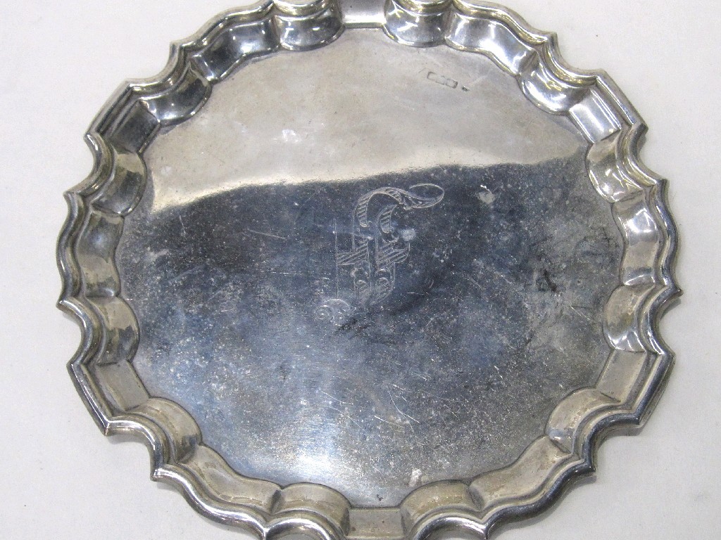 Appraisal: Silver card tray rubbed marks