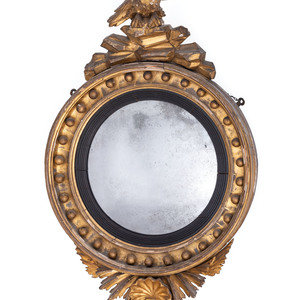 Appraisal: A Federal Carved Giltwood and Gesso Bulls-Eye Looking Glass Mid-Atlantic