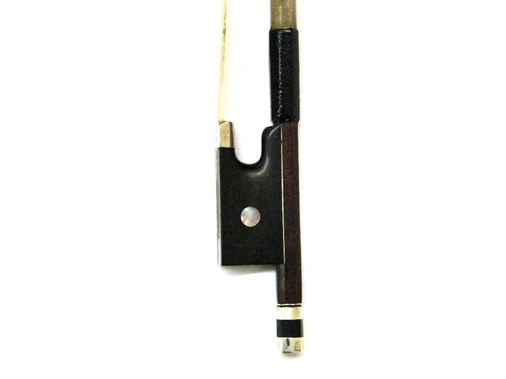 Appraisal: French silver mounted violin bow by and stamped Cuniot-Hury the