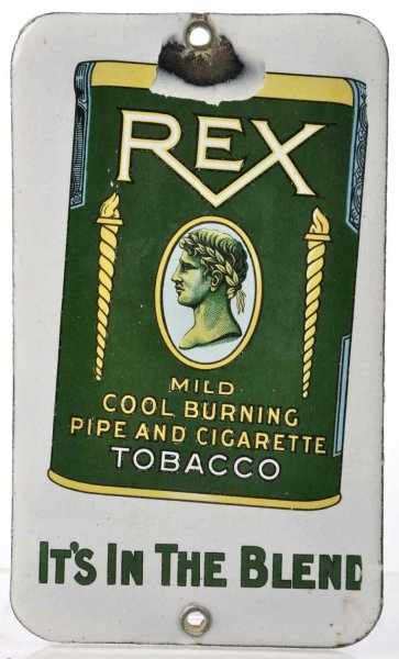 Appraisal: Porcelain Rex Tobacco Door Push Description Nice image of Rex