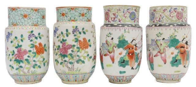 Appraisal: lot of Chinese hand-painted porcelain vases each in polychrome decoration