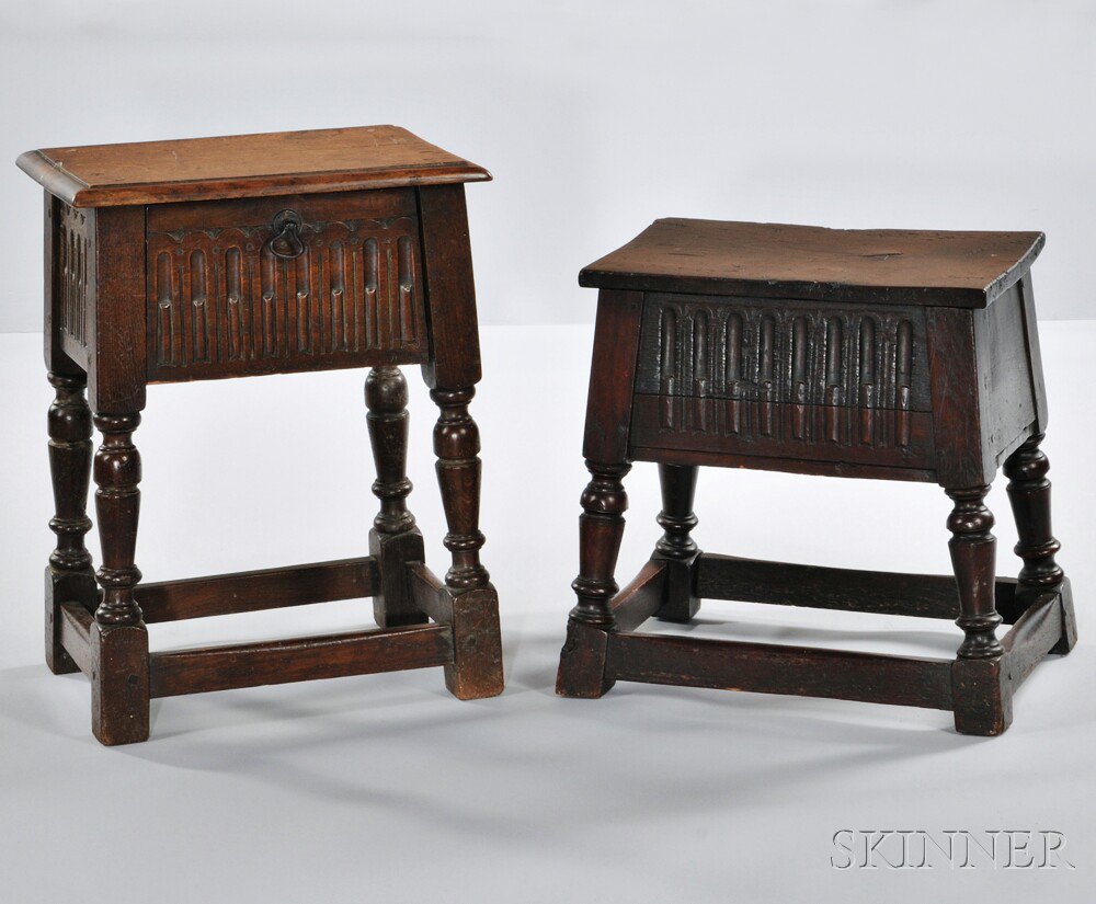 Appraisal: Two Oak Joint Stools England th century and later components