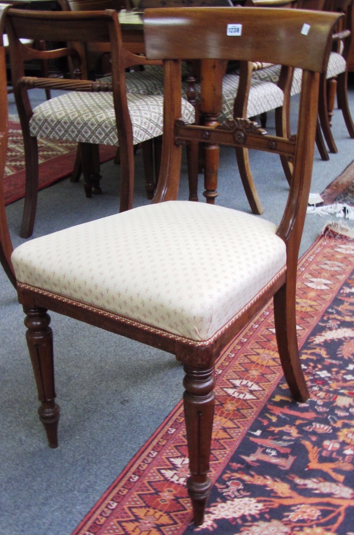 Appraisal: A set of four early Victorian mahogany framed dining chairs