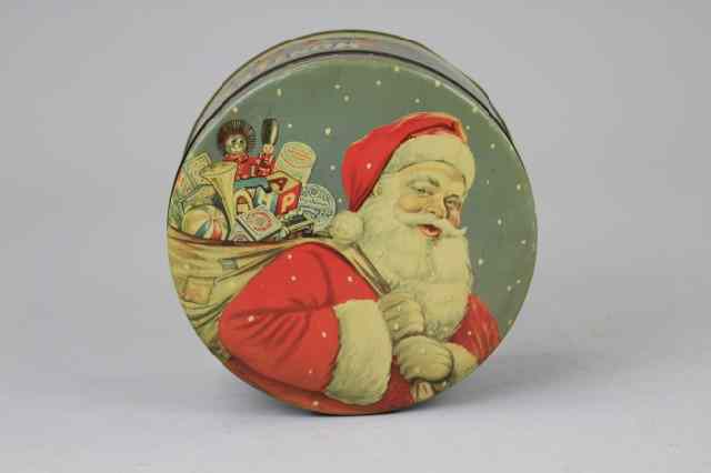 Appraisal: HUNTLEY PALMERS CHRISTMAS BISCUIT TIN c lithographed tinplate featuring Santa