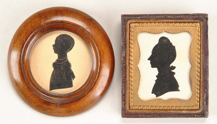 Appraisal: TWO SMALL SILHOUETTES One in a round frame showing a