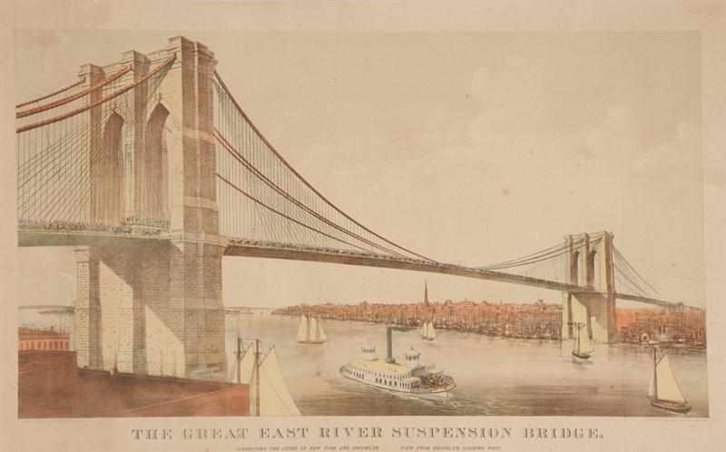 Appraisal: CURRIER IVES THE GREAT EAST RIVER SUSPENSION BRIDGE Laid down