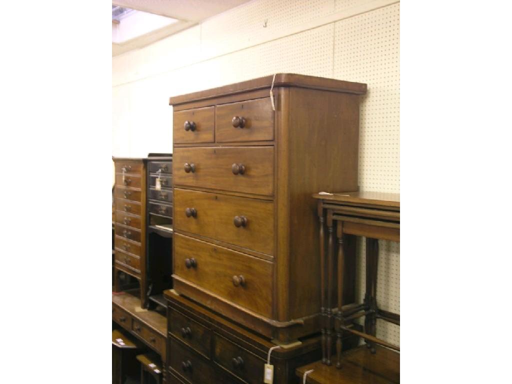 Appraisal: A Victorian mahogany bedroom chest two short and three long