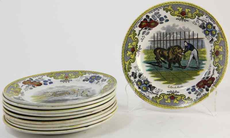 Appraisal: Set of Ten French Creil Pottery Polychrome Platesmid th century