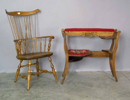 Appraisal: Reproduction fanback windsor chair together with a portrait chair