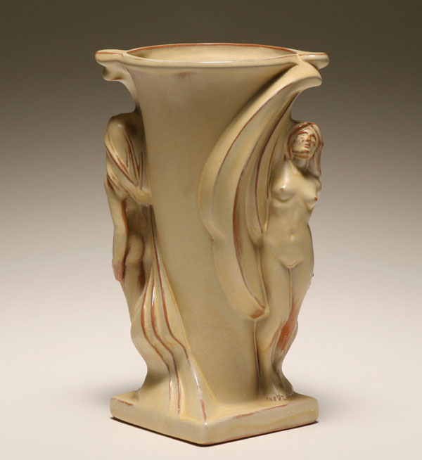 Appraisal: Frankoma art pottery vase with female nudes designed by Gerald