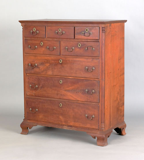 Appraisal: Pennsylvania Chippendale walnut semi tall chest ca with eight drawers