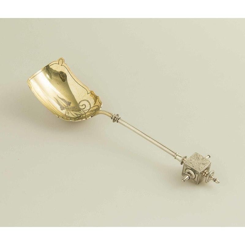 Appraisal: George Sharp - Sterling Gilt Serving Scoop Gilt sterling serving