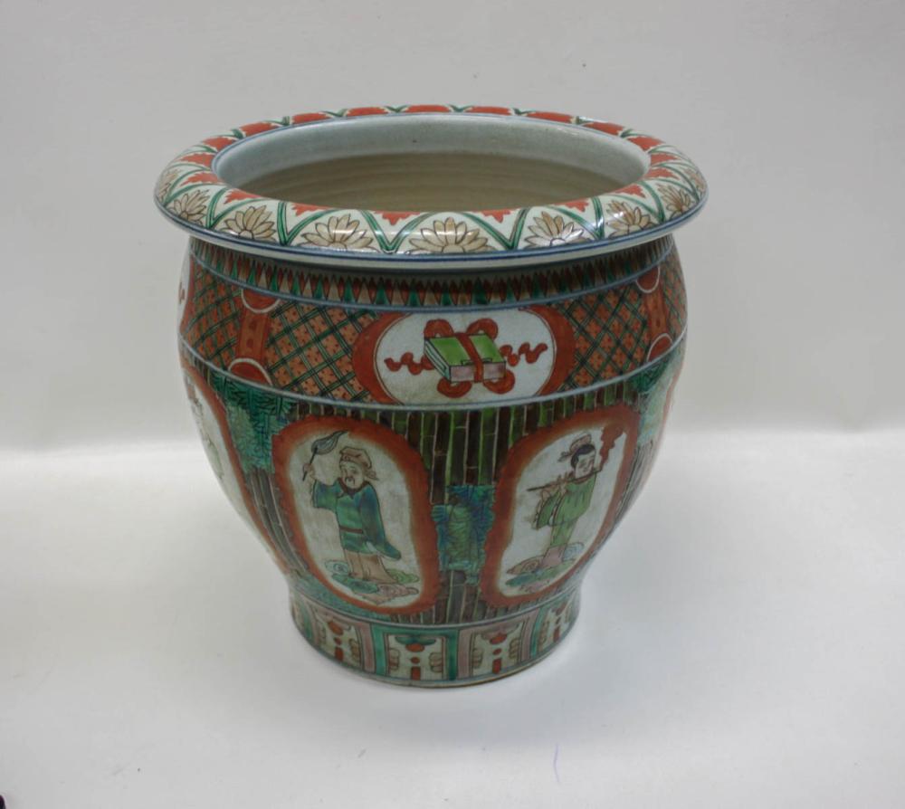 Appraisal: CHINESE WUCAI PORCELAIN JARDINIERE Ming style with five color motif