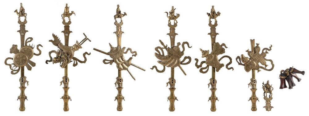 Appraisal: SET OF SIX CHINESE BRONZE DAOIST AND BUDDHIST CEREMONIAL IMPLEMENTS