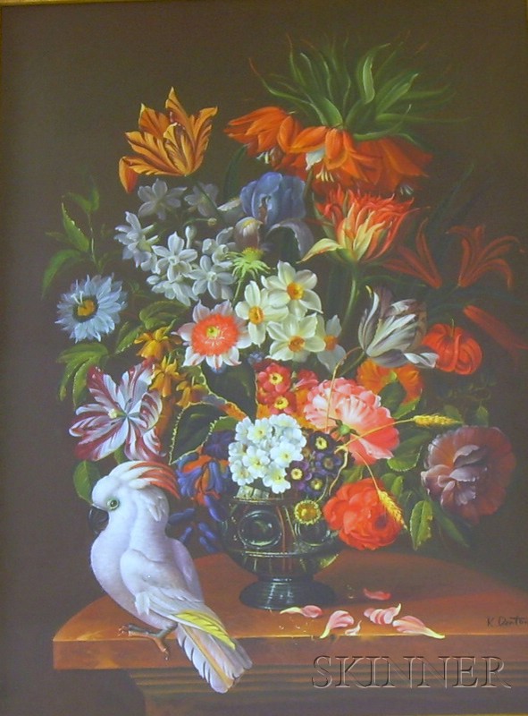 Appraisal: Framed th Century Style Oil on Canvas Floral Still Life