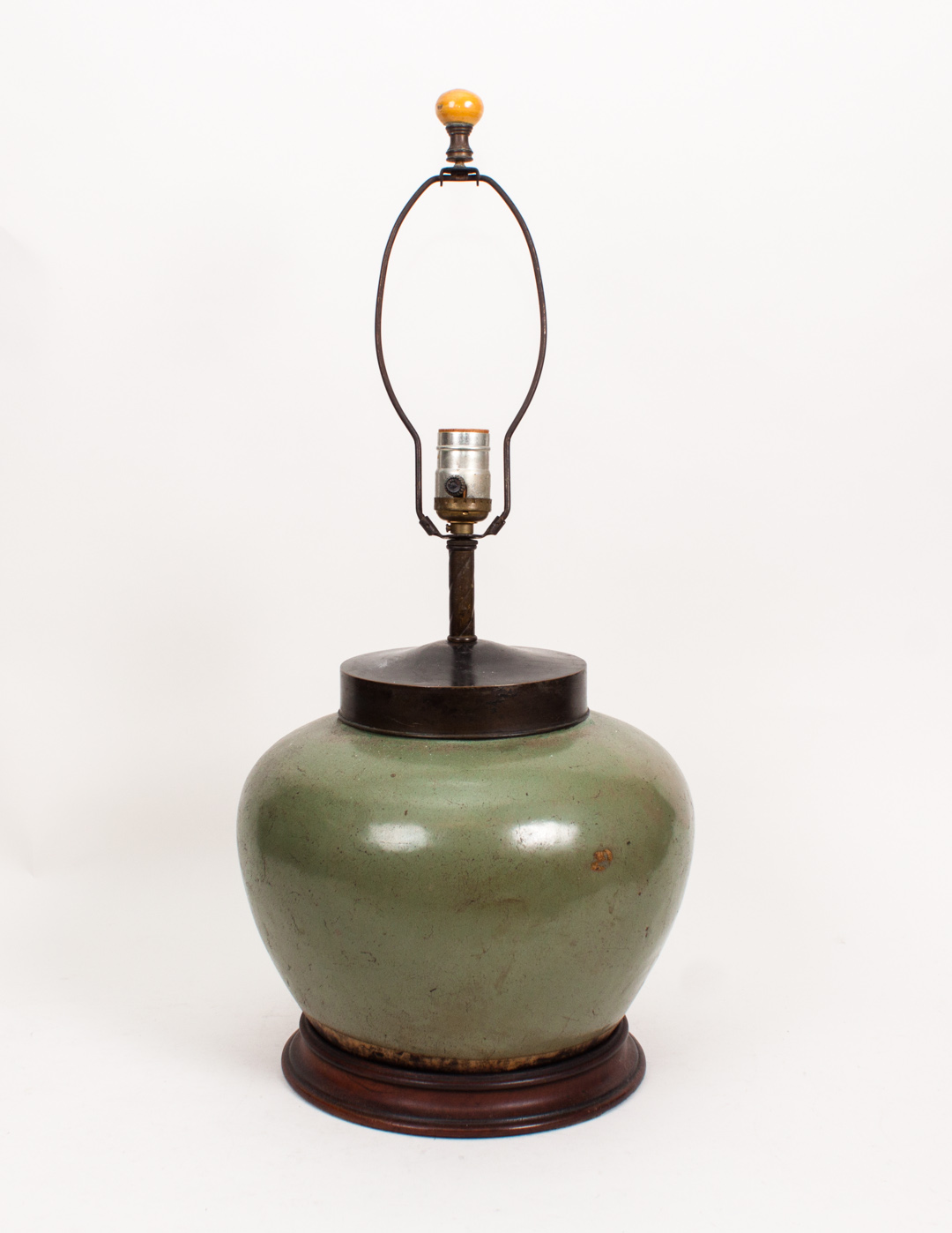 Appraisal: Korean celadon porcelain jar mounted as a lamp th century