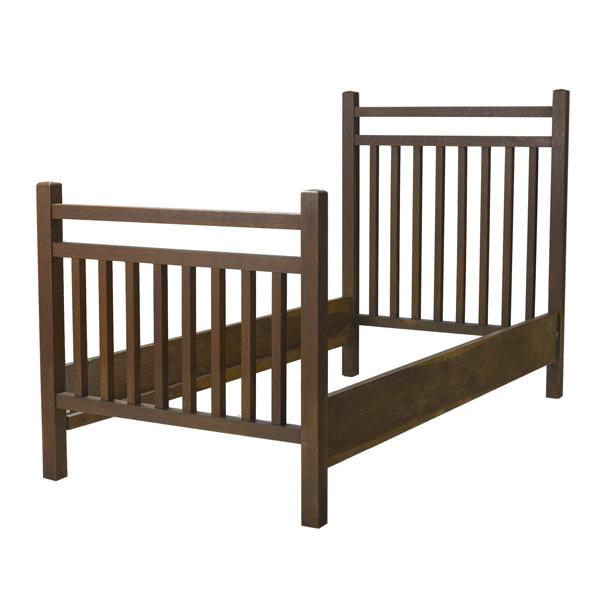 Appraisal: GUSTAV STICKLEY Spindled twin-sized bed Branded mark x x