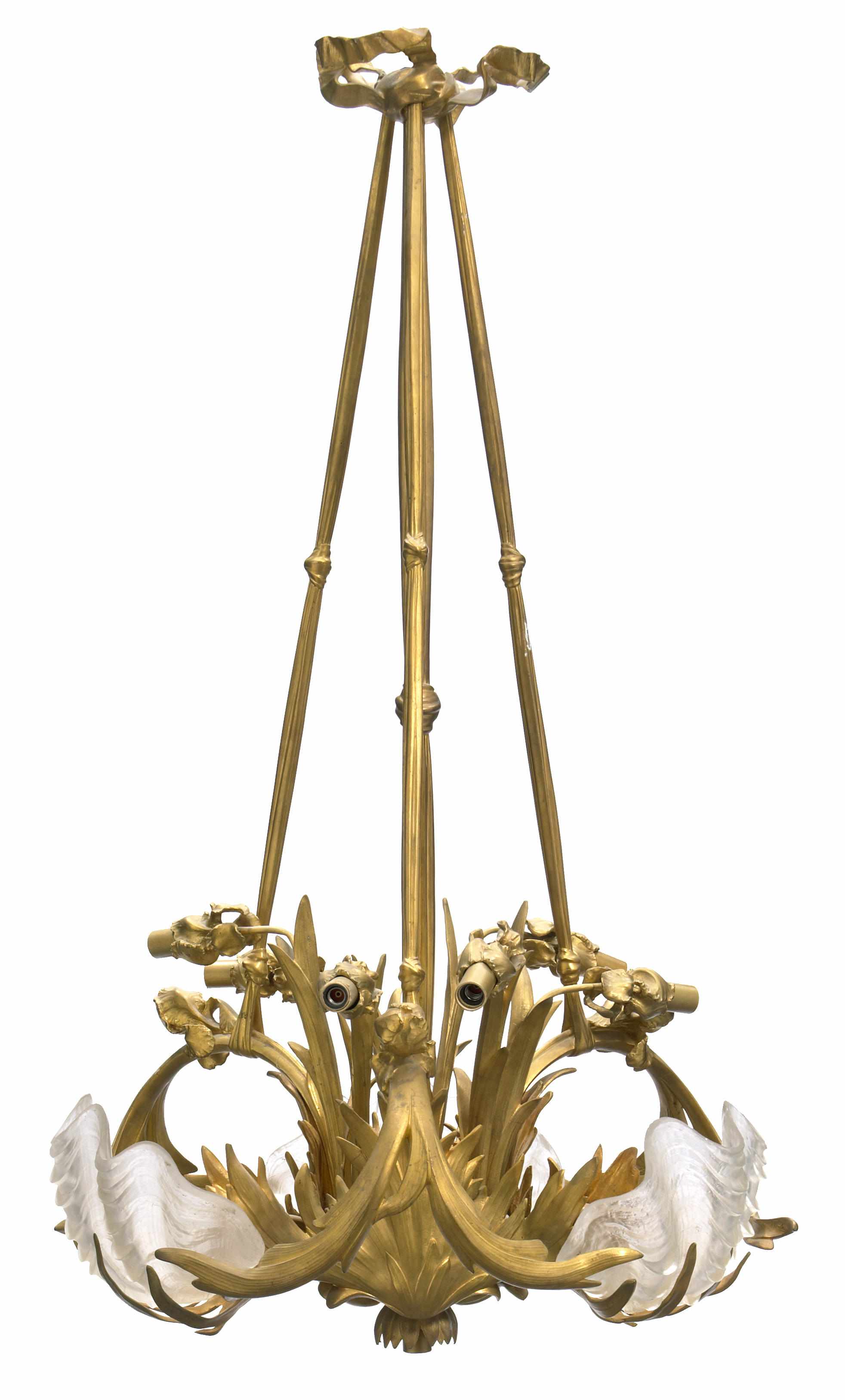 Appraisal: A Continental Art Nouveau gilt bronze and glass three light