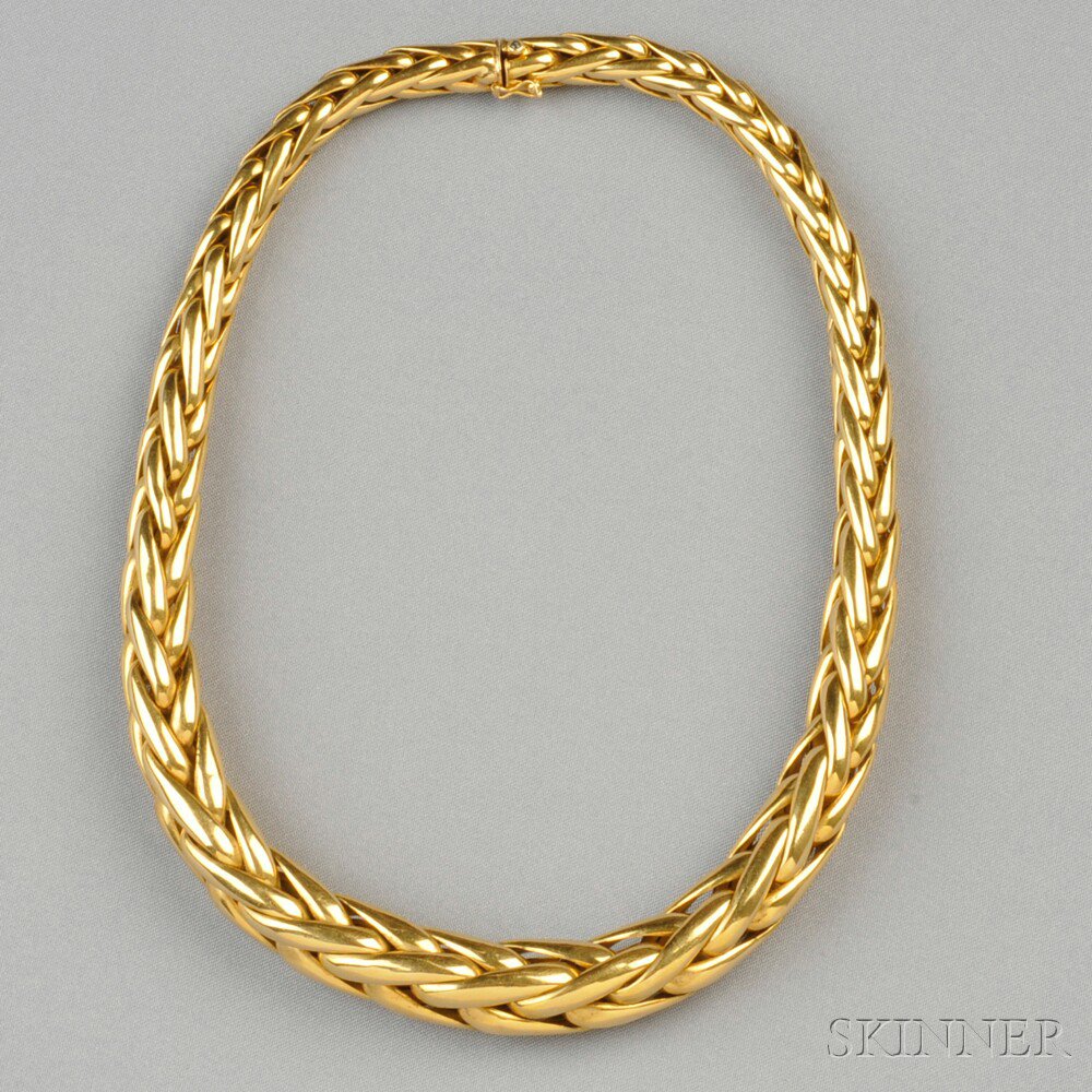 Appraisal: kt Gold Necklace Paris composed of graduating woven links dwt