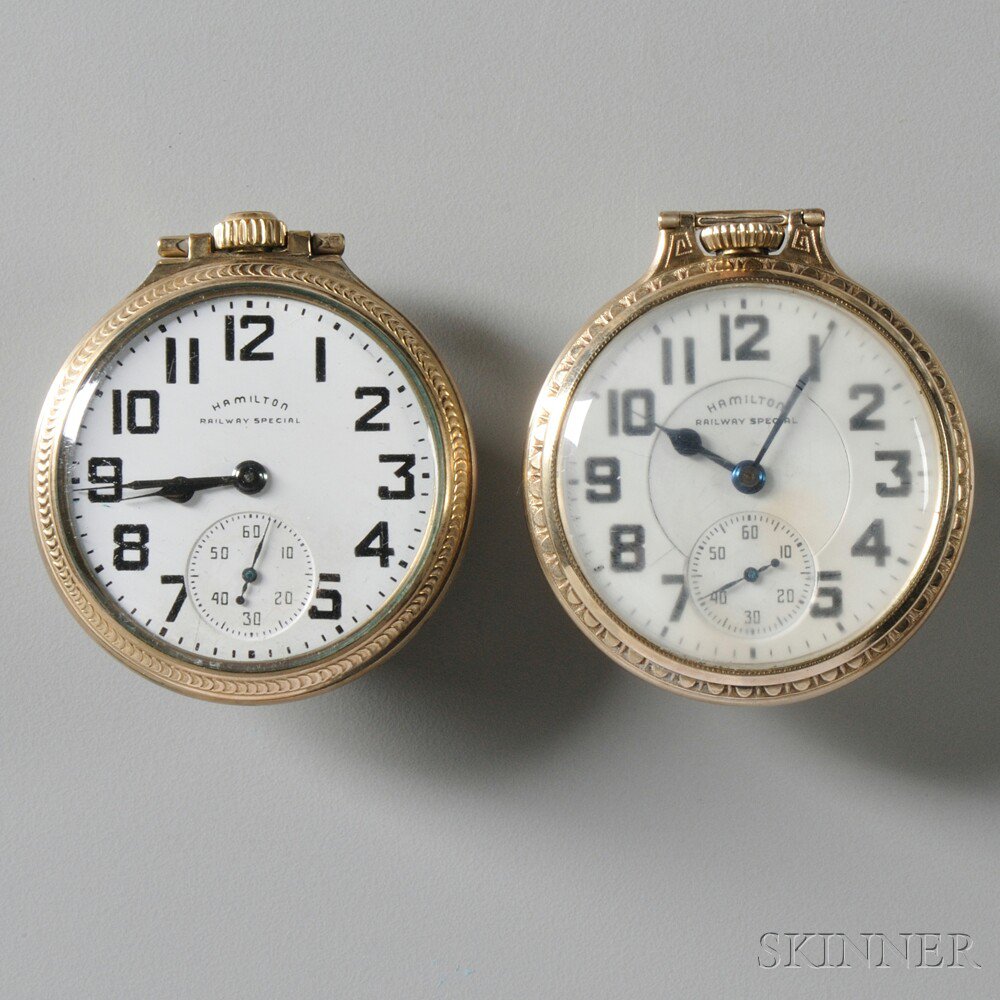 Appraisal: Two Hamilton Model B Gold-filled Open Face Watches both -jewel