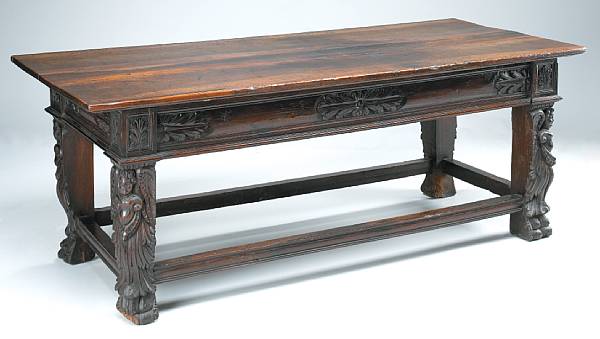 Appraisal: An Italian Baroque walnut refectory table composed of th century