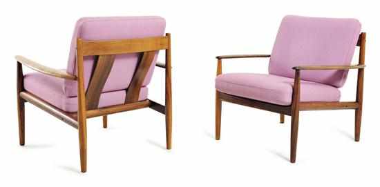 Appraisal: GRETE JALK - A PAIR OF ARMCHAIRS manufactured by CADO