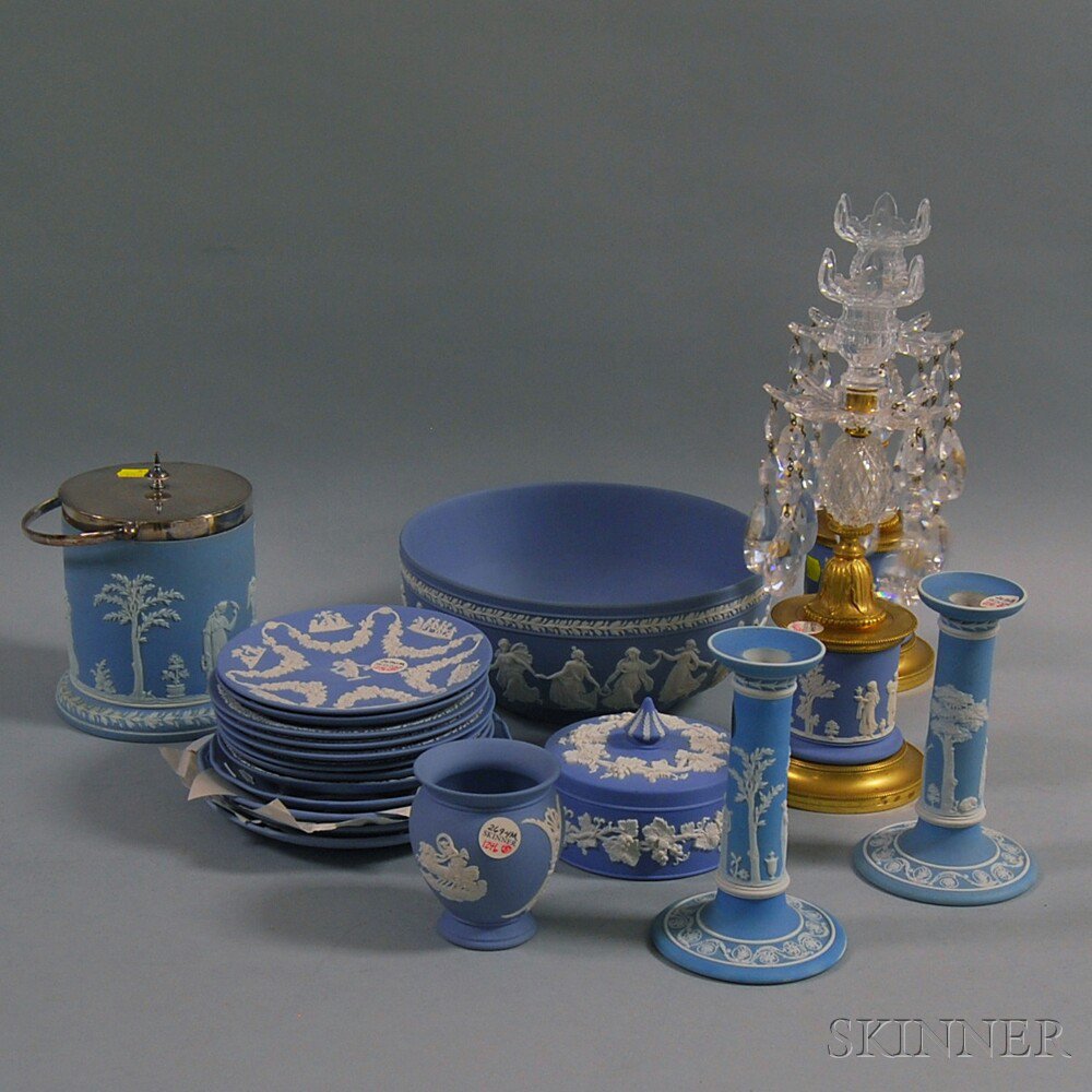 Appraisal: Twenty Wedgwood Light Blue Jasper Items including a pair of