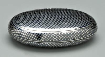 Appraisal: French niello silver case oval with network pattern of niello