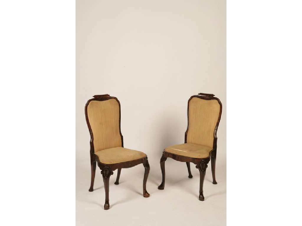 Appraisal: A PAIR OF QUEEN ANNE STYLE WALNUT SIDE CHAIRS with