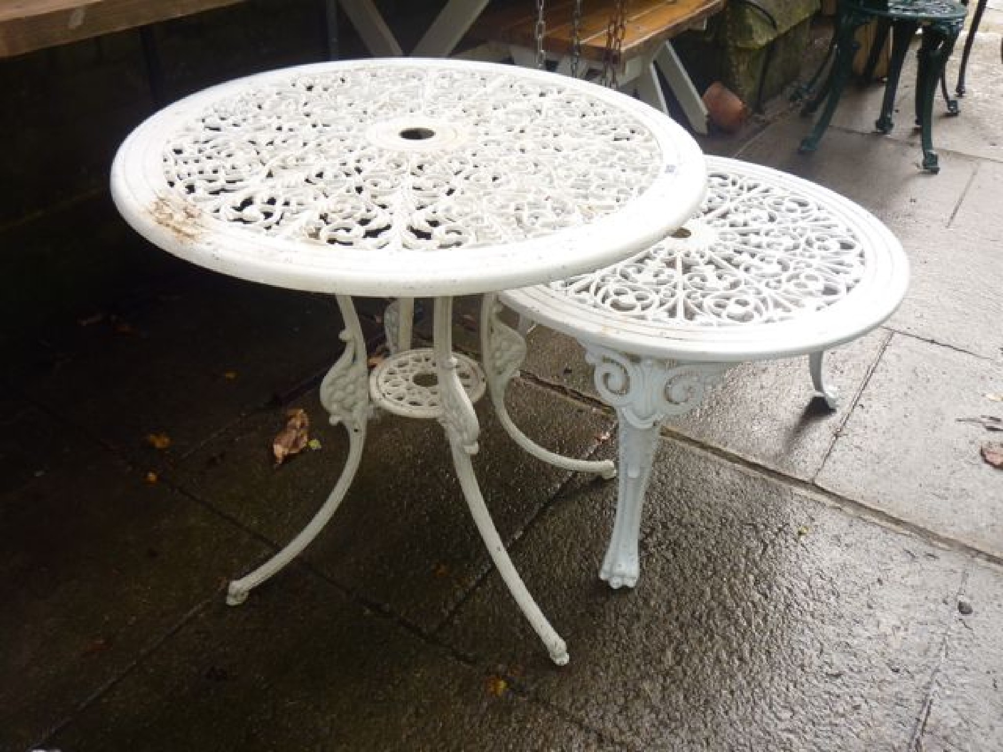 Appraisal: A Victorian style cast aluminium garden terrace table of circular