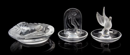 Appraisal: Sale Lot Three Lalique Molded and Frosted Glass Articles comprising