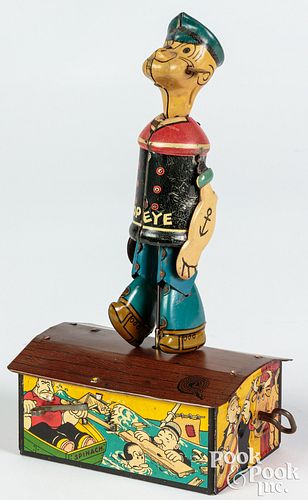 Appraisal: MARX LITHOGRAPHED TIN WIND UP POPEYE ON ROOFMarx lithographed tin