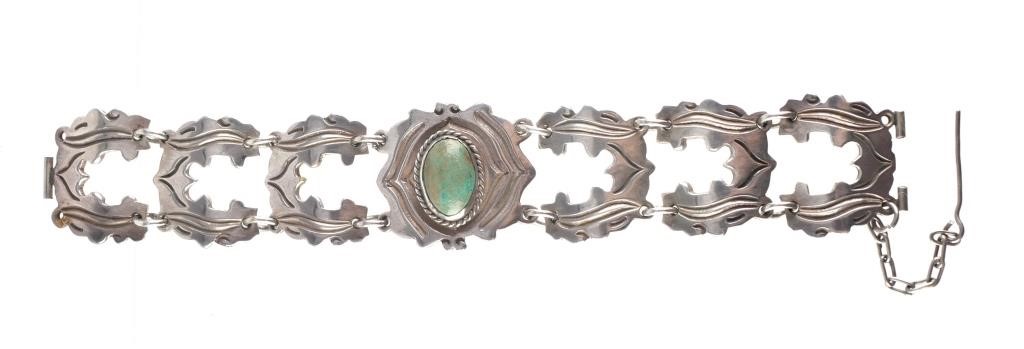 Appraisal: Rafael Melendez Taxco sterling silver Mexican Modernist bracelet with turquoise