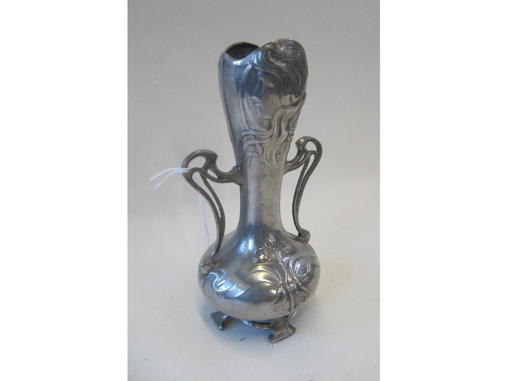 Appraisal: WMF pewter vase decorated with a maidens head