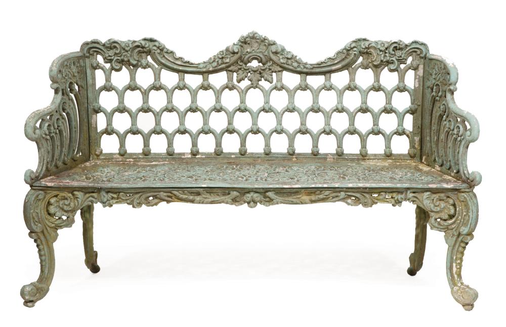 Appraisal: American Cast Aluminum Gothic Bench style of Brown and Owen