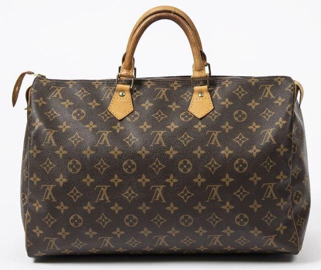 Appraisal: Louis Vuitton Speedy handbag in monogram coated canvas with brass