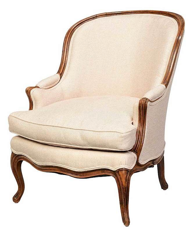 Appraisal: Louis XV Style Upholstered Armchair early th century beech wood