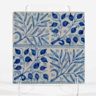 Appraisal: William Morris a 'Bough' design blue and white decorated tile