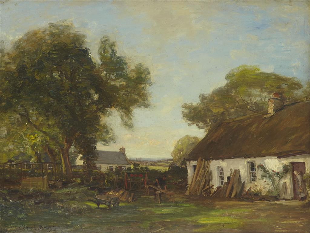 Appraisal: ALEXANDER BROWNLIE DOCHARTY SCOTTISH - COTTAGE SCENE signed oil on